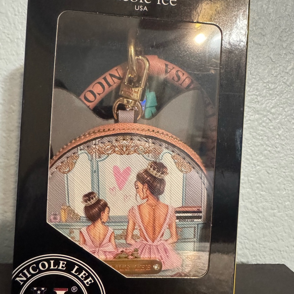 Nicole Lee Pink Keychain with Mother-Daughter Design
